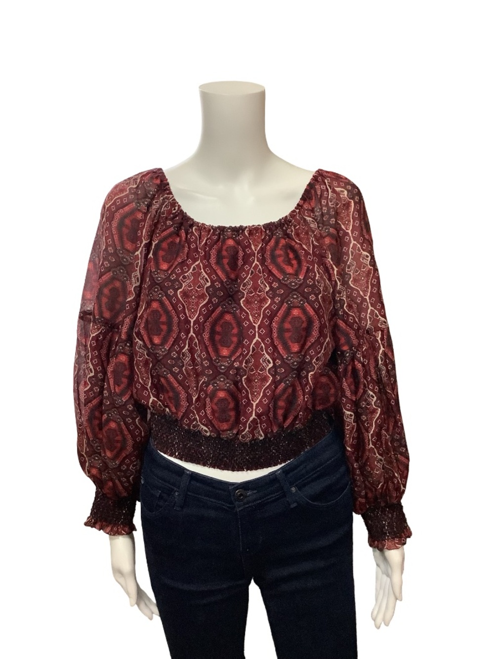 Alice + Olivia Printed Scoop Neck Crop Top Size: M